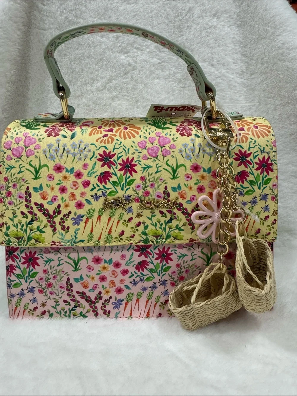 NWT Betsey Johnson Floral Print Handbag with Charm